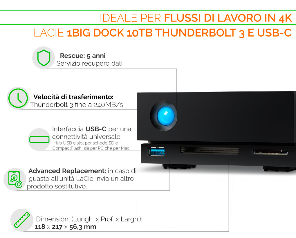 LaCie 1big dock ideale per i flussi di lavoro in 4K